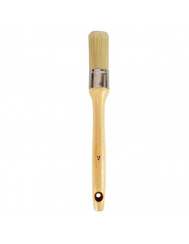 Tradineur - Brocha redonda para pintar, Nº 14, mango de madera y cerdas de fibra suave, uso universal, esmaltar, barnizar, retoc