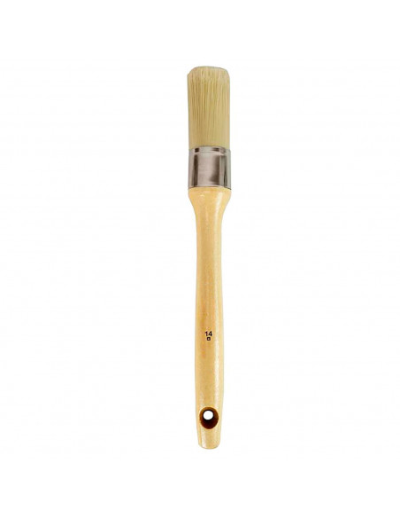 Tradineur - Brocha redonda para pintar, Nº 14, mango de madera y cerdas de fibra suave, uso universal, esmaltar, barnizar, retoc