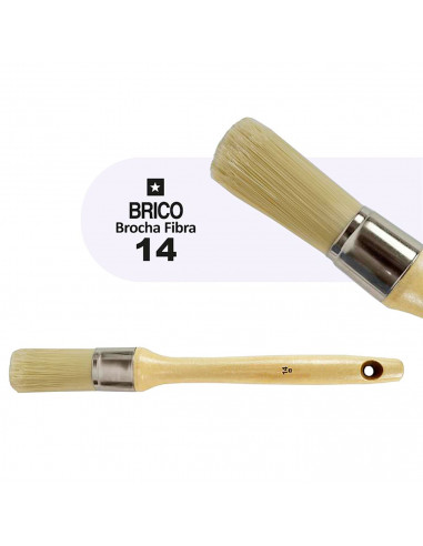 Tradineur - Brocha redonda para pintar, Nº 14, mango de madera y cerdas de fibra suave, uso universal, esmaltar, barnizar, retoc