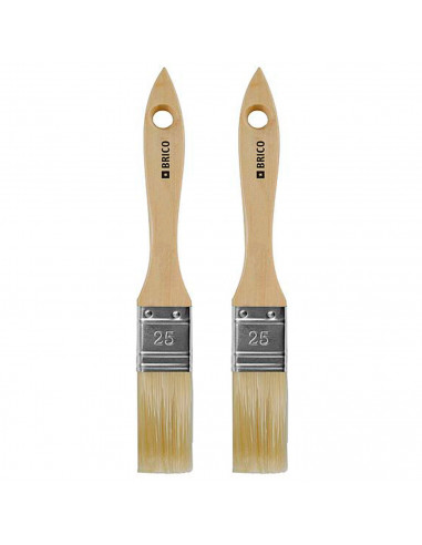 Tradineur - Pack de 2 paletinas para pintar, Nº 12, brocha plana, mango de madera y cerdas de fibra suave, uso universal, esmalt