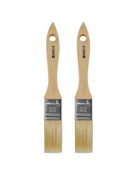 Tradineur - Pack de 2 paletinas para pintar, Nº 12, brocha plana, mango de madera y cerdas de fibra suave, uso universal, esmalt