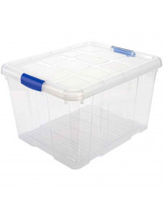 Tradineur - Caja de plastico transparente de almacenamiento con tapa nº 2 con 25 litros de capacidad 42,2 x 25,6 x 35 cm