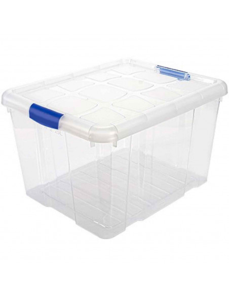 Tradineur - Caja de plastico transparente de almacenamiento con tapa nº 2 con 25 litros de capacidad 42,2 x 25,6 x 35 cm Tradineur - Caja de plastico transparente de almacenamiento con tapa nº 2 con 25 litros de capacidad 42,2 x 25,6 x 35 cm