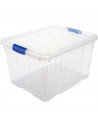 Tradineur - Caja de plastico transparente de almacenamiento con tapa nº 2 con 25 litros de capacidad 42,2 x 25,6 x 35 cm