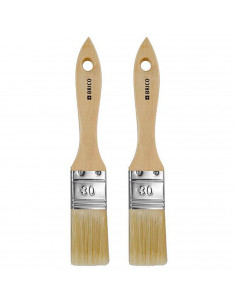 Tradineur - Pack de 2 paletinas para pintar, Nº 15, brocha plana, mango de madera y cerdas de fibra suave, uso universal, esmalt