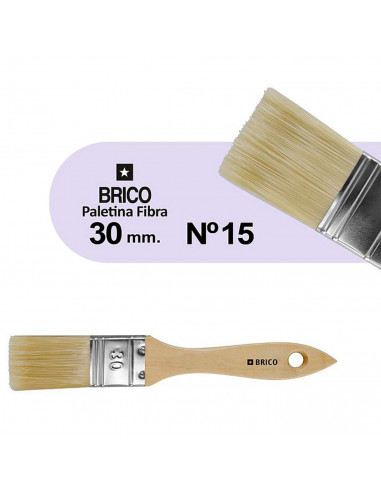 Tradineur - Pack de 2 paletinas para pintar, Nº 15, brocha plana, mango de madera y cerdas de fibra suave, uso universal, esmalt