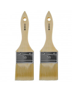 Tradineur - Pack de 2 paletinas para pintar, Nº 24, brocha plana, mango de madera y cerdas de fibra suave, uso universal, esmalt