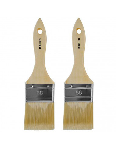 Tradineur - Pack de 2 paletinas para pintar, Nº 24, brocha plana, mango de madera y cerdas de fibra suave, uso universal, esmalt