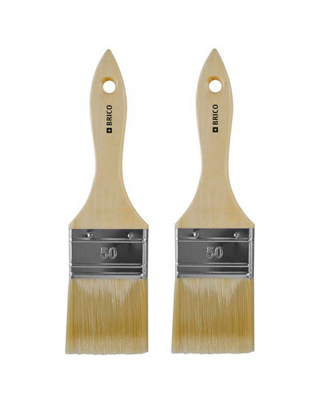 Tradineur - Pack de 2 paletinas para pintar, Nº 24, brocha plana, mango de madera y cerdas de fibra suave, uso universal, esmalt