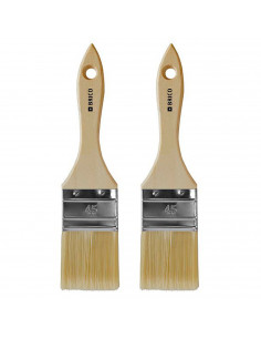 Tradineur - Pack de 2 paletinas para pintar, Nº 21, brocha plana, mango de madera y cerdas de fibra suave, uso universal, esmalt