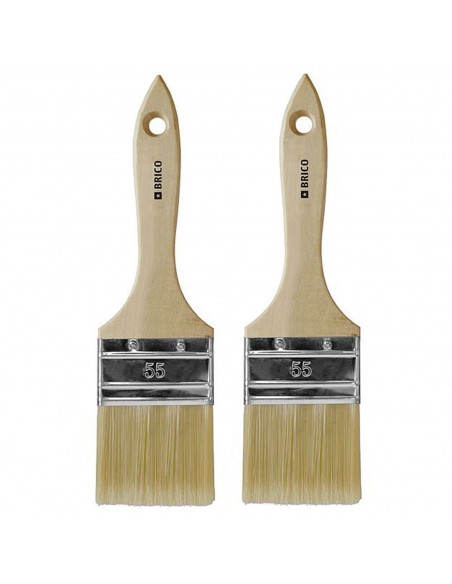 Tradineur - Pack de 2 paletinas para pintar, Nº 27, brocha plana, mango de madera y cerdas de fibra suave, uso universal, esmalt