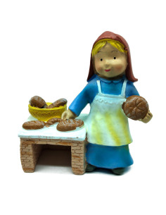 Tradineur - Figura de Panadera para Belén - Estilo Naïf - Fabricado en Marmolina - Adorno divertido para nacimiento, Navidad, de