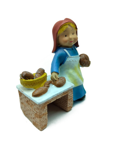 Tradineur - Figura de Panadera para Belén - Estilo Naïf - Fabricado en Marmolina - Adorno divertido para nacimiento, Navidad, de