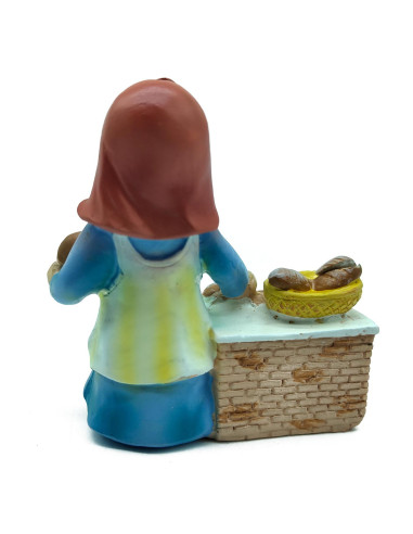Tradineur - Figura de Panadera para Belén - Estilo Naïf - Fabricado en Marmolina - Adorno divertido para nacimiento, Navidad, de