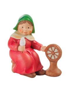 Tradineur - Figura de Hilandera para Belén - Estilo Naïf - Fabricado en Marmolina - Adorno divertido para nacimiento, Navidad, d
