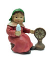 Tradineur - Figura de Hilandera para Belén - Estilo Naïf - Fabricado en Marmolina - Adorno divertido para nacimiento, Navidad, d