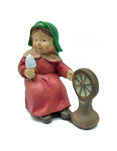 Tradineur - Figura de Hilandera para Belén - Estilo Naïf - Fabricado en Marmolina - Adorno divertido para nacimiento, Navidad, d