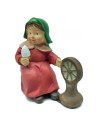 Tradineur - Figura de Hilandera para Belén - Estilo Naïf - Fabricado en Marmolina - Adorno divertido para nacimiento, Navidad, d