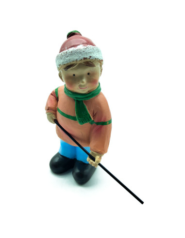 Tradineur - Set de 2 Figuras Pastor niño y Tió para Belén - Estilo Naïf - Fabricado en Marmolina - Adorno divertido para nacimie