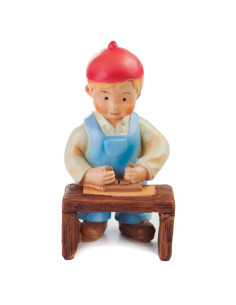 Tradineur - Figura de Carpintero para Belén - Estilo Naïf - Fabricado en Marmolina - Adorno divertido para nacimiento, Navidad,