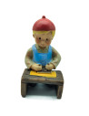 Tradineur - Figura de Carpintero para Belén - Estilo Naïf - Fabricado en Marmolina - Adorno divertido para nacimiento, Navidad,