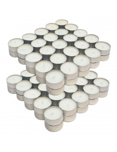 Tradineur - Pack de 100 velas de té con aroma neutro, tealights, tiempo de combustión: 4,5 horas, decoración del hogar (Blanco -
