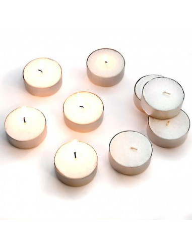 Tradineur - Pack de 100 velas de té con aroma neutro, tealights, tiempo de combustión: 4,5 horas, decoración del hogar (Blanco -