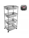 Carrito verdulero modelo HG con ruedas 4 cestas de plástico color gris 90 x 41 x 30 cm (alto x ancho x profundo)