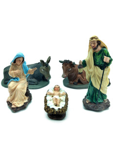 Tradineur - Set de 3 Figuras del Nacimiento para Belén - María, José y El Niño Jesús - Adorno divertido para nacimiento, Navidad