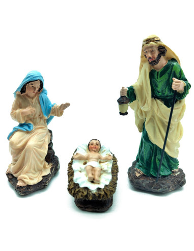 Tradineur - Set de 3 Figuras del Nacimiento para Belén - María, José y El Niño Jesús - Adorno divertido para nacimiento, Navidad