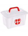 Caja botiquín de plástico pequeña con asa ideal para el hogar 21,5 x 12,5 x 14,5 cm (ancho x alto x profundo)