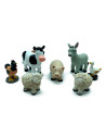 Tradineur - Set de 7 Figuras de animales para Belén - Vaca, Burro, Gallo, Pato y 2 ovejas - Adorno divertido para nacimiento, Na