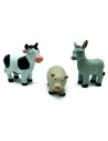 Tradineur - Set de 7 Figuras de animales para Belén - Vaca, Burro, Gallo, Pato y 2 ovejas - Adorno divertido para nacimiento, Na