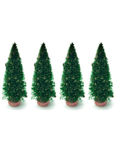 Tradineur - Pack de 4 Abetos para belén - Fabricado en Madera - Adorno divertido para nacimiento, Navidad, decoración tradiciona