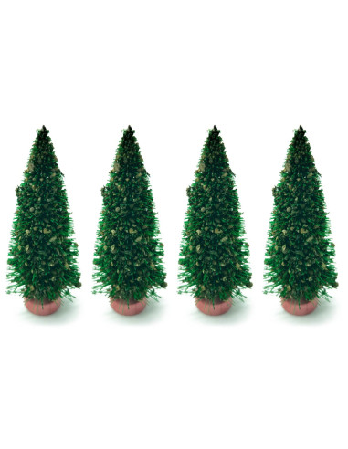 Tradineur - Pack de 4 Abetos para belén - Fabricado en Madera - Adorno divertido para nacimiento, Navidad, decoración tradiciona