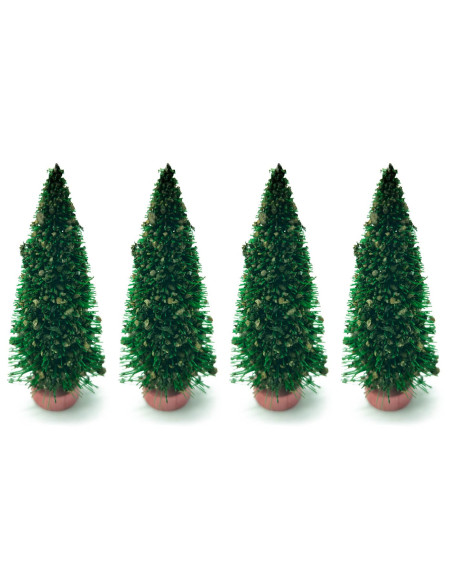 Tradineur - Pack de 4 Abetos para belén - Fabricado en Madera - Adorno divertido para nacimiento, Navidad, decoración tradiciona