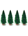 Tradineur - Pack de 4 Abetos para belén - Fabricado en Madera - Adorno divertido para nacimiento, Navidad, decoración tradiciona
