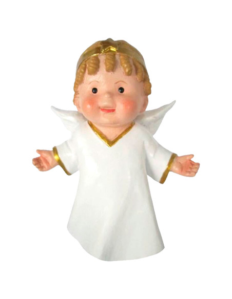 Tradineur - Figura de Ángel para Belén - Estilo Naïf - Fabricado en Marmolina - Adorno divertido para nacimiento, Navidad, decor