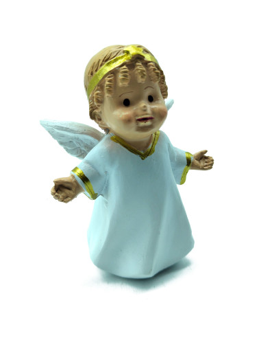 Tradineur - Figura de Ángel para Belén - Estilo Naïf - Fabricado en Marmolina - Adorno divertido para nacimiento, Navidad, decor