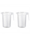 Tradineur - Pack de 2 jarras medidoras de plástico, incluyen línea de medida, recipiente para medir líquidos, cocina y reposterí