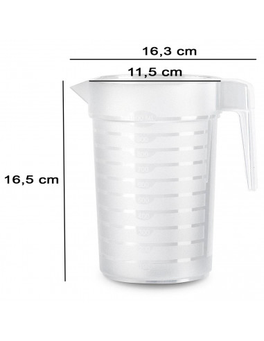 Tradineur - Pack de 2 jarras medidoras de plástico, incluyen línea de medida, recipiente para medir líquidos, cocina y reposterí