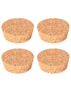 Tradineur - Pack de 4 tapones cónicos de corcho para cerrar garrafas de cristal, botes, frascos, vino, aceite, bares, restaurant