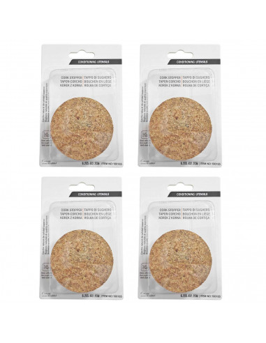 Tradineur - Pack de 4 tapones cónicos de corcho para cerrar garrafas de cristal, botes, frascos, vino, aceite, bares, restaurant