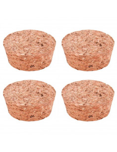 Tradineur - Pack de 4 tapones cónicos de corcho para cerrar garrafas de cristal, botes, frascos, vino, aceite, bares, restaurant