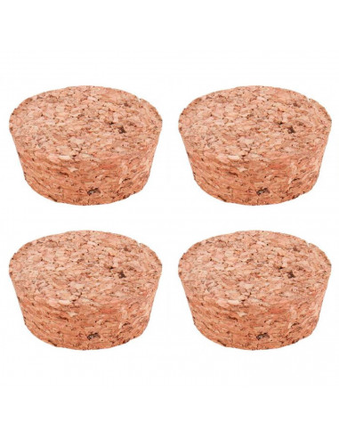 Tradineur - Pack de 4 tapones cónicos de corcho para cerrar garrafas de cristal, botes, frascos, vino, aceite, bares, restaurant