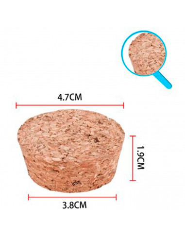 Tradineur - Pack de 4 tapones cónicos de corcho para cerrar garrafas de cristal, botes, frascos, vino, aceite, bares, restaurant