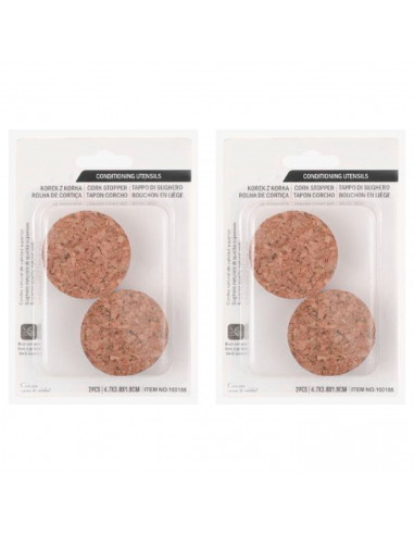Tradineur - Pack de 4 tapones cónicos de corcho para cerrar garrafas de cristal, botes, frascos, vino, aceite, bares, restaurant