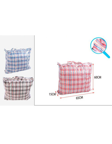 Tradineur - Pack de 4 bolsas plásticas de rafia, incluyen cremallera y asas, reutilizables, mudanzas, almacenamiento de ropa, ju