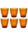 Tradineur - Caja de 6 Vasos Modelo Le Picardie Ámbar - Capacidad de 25 CL (8 3/8 Oz) - Fabricado en Vidrio Resistente - Apto par