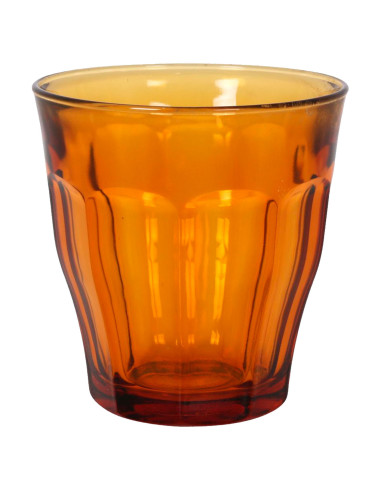 Tradineur - Caja de 6 Vasos Modelo Le Picardie Ámbar - Capacidad de 25 CL (8 3/8 Oz) - Fabricado en Vidrio Resistente - Apto par